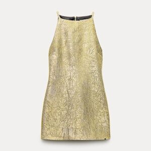 Zara shiny gold mini dress